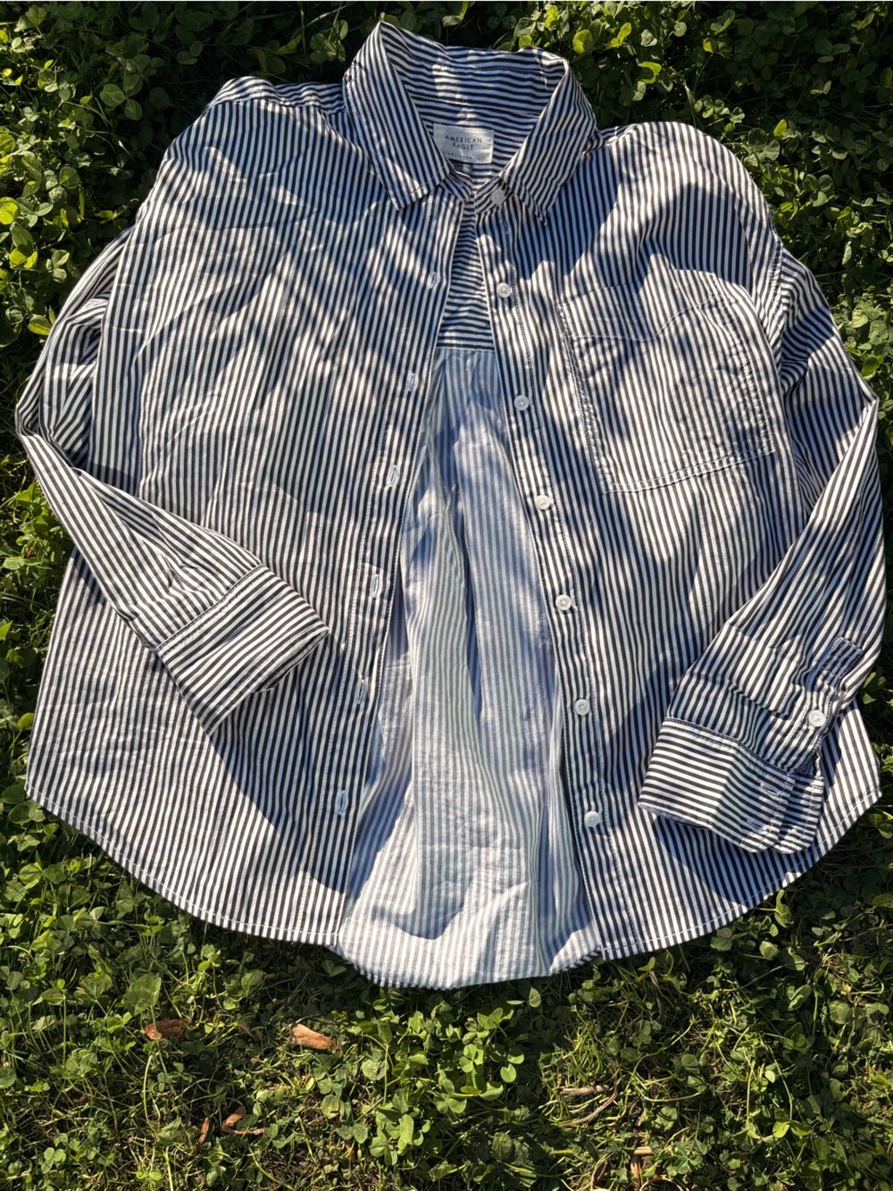 American eagle Classic Striped Button-Down Shirt - Blue & White Xs